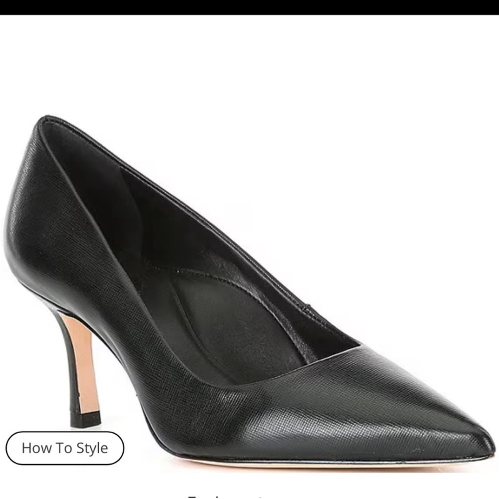 Antonio Melani Walker Textured Leather Pointed Toe Pumps Size 7.5 Black